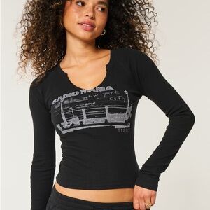 Hollister Black Graphic Long Sleeve Top